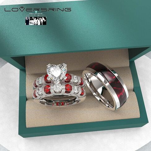 Wedding Ring Sets His And Hers Promise Ring Wedding Ring Sets His And Hers Couples Women 925 Sterling Silver Moissanite Man Sterling Silver Wedding Band in Kuwait