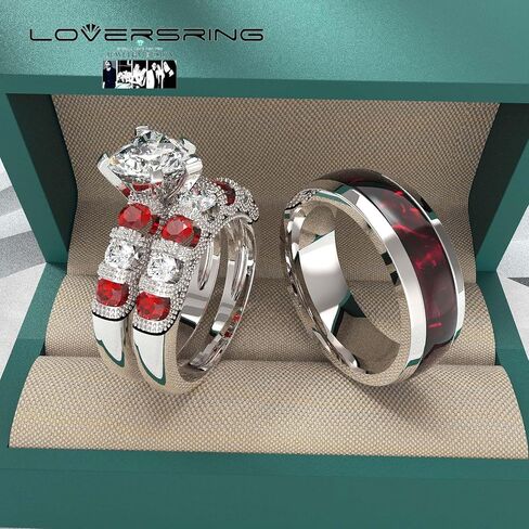 Wedding Ring Sets His And Hers Promise Ring Wedding Ring Sets His And Hers Couples Women 925 Sterling Silver Moissanite Man Sterling Silver Wedding Band in Kuwait