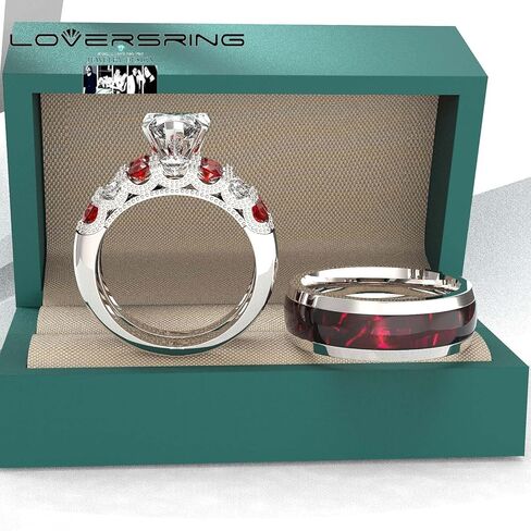 Wedding Ring Sets His And Hers Promise Ring Wedding Ring Sets His And Hers Couples Women 925 Sterling Silver Moissanite Man Sterling Silver Wedding Band in Kuwait