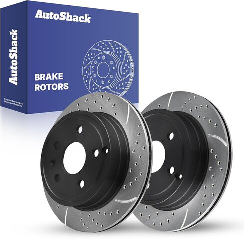 AutoShack Black Hat Drilled and Slotted Brake Rotors Rear Brake Rotor Replacement Kit for 2010-2017 Chevrolet Equinox 2010-2017 GMC Terrain 2.4L 3.0L 3.6L V6 AWD FWD PR65180LR in Saudi Arabia