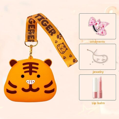 Silicone Mini Coin Purse, Cartoon Animal Coin Purse with Wrist Strap,Little Girl Cartoon Wallet, for Coins, Keys in Kuwait