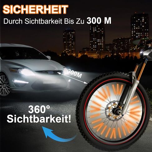 36Pcs Reflective Spoke Covers for Bicycle, 360° Visibility 2.9Inch Bike Spoke Reflectors for Night Riding, Bike Wheel Reflector Tube Reflective Spokes Skins Wheel Decoration Reflectors （Orange） in Saudi Arabia