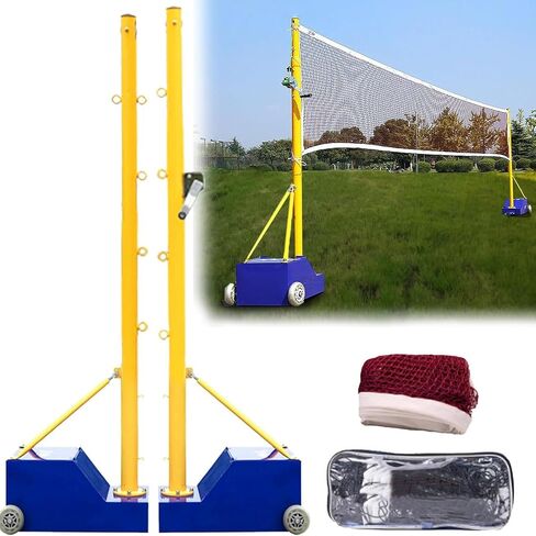 Volleyball Poles,Badminton Net Stand Portable,Indoor Outdoor Volleyball Poles with Fillable Base,Volleyball Net for Backyard,Heavy Duty Volleyball Net Set,for Adults Youth, A in Saudi Arabia