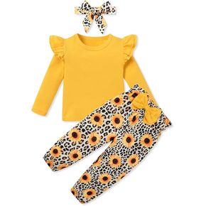 SANMIO طفل فتاة الملابس وتتسابق لطيف كشكش كم قميص الأزهار بانت + عقال 3 قطعة طفلة الملابس مجموعة 1-5T in Kuwait