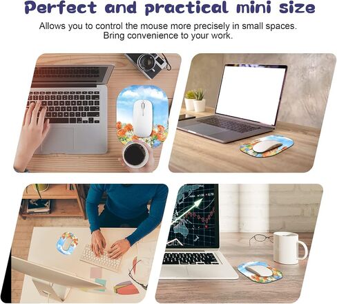 Small Mouse Pad 6 x 7 Inch, Black Checked Pattern, Oval Mini Mouse Pad with Non-Slip Rubber Base, Waterproof Compact Mouse Mat for Laptop Computer Keyboard Tray Home Office Travel in Saudi Arabia