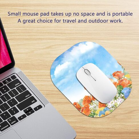 Small Mouse Pad 6 x 7 Inch, Black Checked Pattern, Oval Mini Mouse Pad with Non-Slip Rubber Base, Waterproof Compact Mouse Mat for Laptop Computer Keyboard Tray Home Office Travel in Saudi Arabia