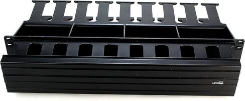 Leviton 492RU-HFR Horizontal Cable Management, 2RU, 3-inch by 3-inch Front and 2-inch by 4-inch Rear, Black in Saudi Arabia
