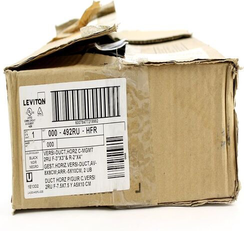 Leviton 492RU-HFR Horizontal Cable Management, 2RU, 3-inch by 3-inch Front and 2-inch by 4-inch Rear, Black in Saudi Arabia