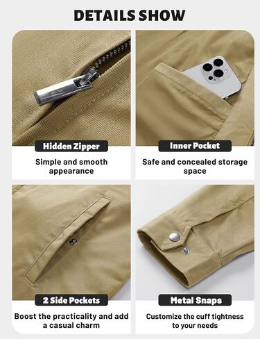 سترة القطن للرجال Tacvasen Men lefl zip up خفيفة الوزن سترات من طوق الأعمال التجارية غير الرسمية مع 3 جيوب in Saudi Arabia