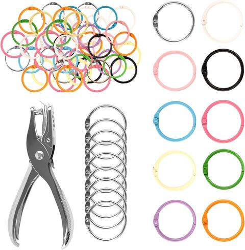 1 1/5 Inch 100pcs Colorful Loose Leaf Binder Rings with Circle Punches for Index Cards Flashcards, Keychain Key Rings, Notebook Rings Paper Rings for Home Office School, 10Colors in Saudi Arabia