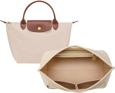 OPPOSHE Purse Organizer Insert for Longchamp Le Pliage, Premium Felt Long Champ Bag Handbag Women, Tote Organizer Insert with 9 Compartments (Large, Beige) in Kuwait