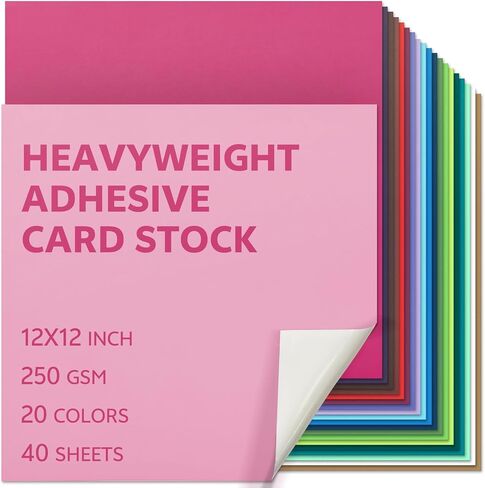 40 Sheets Printable Sticker Paper Heavy Weight Colored Self Adhesive Sticker Cardstock A4 250GSM 90LB 20 Assorted Colors in Saudi Arabia