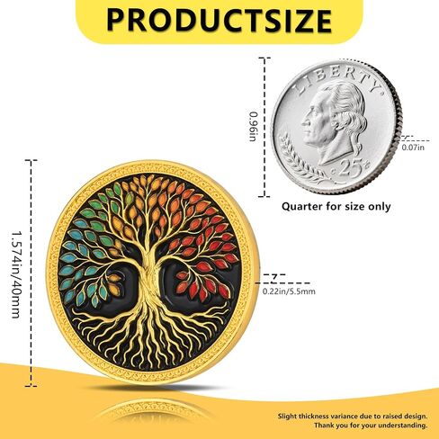 Recovery & Growth Challenge Coin Set - Inspirational Bible Verse Joshua 1:9, Tree of Life Design, Gold and Green Finish, Includes Clear Acrylic Case, 1 Pack in Saudi Arabia