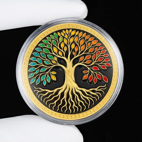 Recovery & Growth Challenge Coin Set - Inspirational Bible Verse Joshua 1:9, Tree of Life Design, Gold and Green Finish, Includes Clear Acrylic Case, 1 Pack in Saudi Arabia