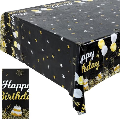 Navy Blue Party Supplies Happy Birthday Tablecloths Blue Stars Happy Birthday Tablecloths Disposable Rectangle Plastic Table Covers Blue Starry Confetti Table Covers for Boys Girls, 51 x 106 Inch in Kuwait
