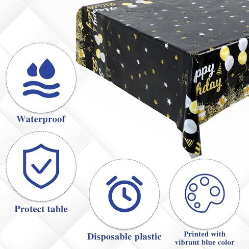 Navy Blue Party Supplies Happy Birthday Tablecloths Blue Stars Happy Birthday Tablecloths Disposable Rectangle Plastic Table Covers Blue Starry Confetti Table Covers for Boys Girls, 51 x 106 Inch in Kuwait