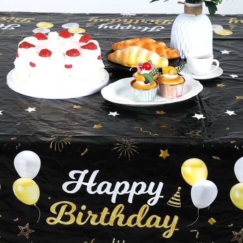 Navy Blue Party Supplies Happy Birthday Tablecloths Blue Stars Happy Birthday Tablecloths Disposable Rectangle Plastic Table Covers Blue Starry Confetti Table Covers for Boys Girls, 51 x 106 Inch in Kuwait