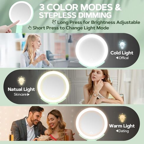 MIYADIVA Lighted Makeup Mirror, 30X Magnifying Mirror with Light and Adjustable Brightness, Hanging and Handheld Mirror with Handle, Portable Travel Makeup Mirror with Lights, Vanity Mirrors for Women in Kuwait