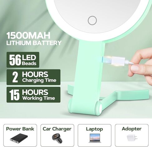 MIYADIVA Lighted Makeup Mirror, 30X Magnifying Mirror with Light and Adjustable Brightness, Hanging and Handheld Mirror with Handle, Portable Travel Makeup Mirror with Lights, Vanity Mirrors for Women in Kuwait