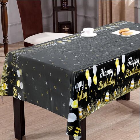 Navy Blue Party Supplies Happy Birthday Tablecloths Blue Stars Happy Birthday Tablecloths Disposable Rectangle Plastic Table Covers Blue Starry Confetti Table Covers for Boys Girls, 51 x 106 Inch in Kuwait