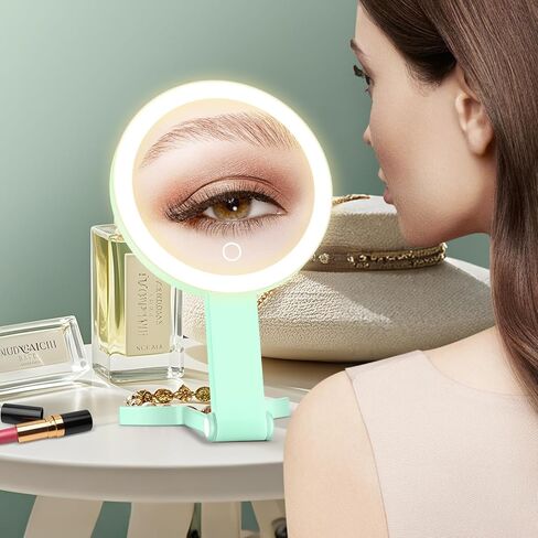 MIYADIVA Lighted Makeup Mirror, 30X Magnifying Mirror with Light and Adjustable Brightness, Hanging and Handheld Mirror with Handle, Portable Travel Makeup Mirror with Lights, Vanity Mirrors for Women in Kuwait