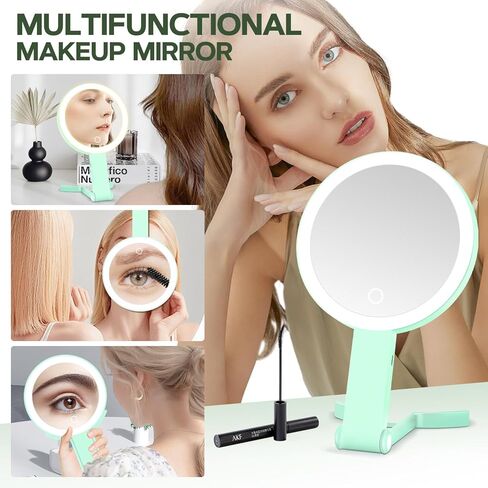 MIYADIVA Lighted Makeup Mirror, 30X Magnifying Mirror with Light and Adjustable Brightness, Hanging and Handheld Mirror with Handle, Portable Travel Makeup Mirror with Lights, Vanity Mirrors for Women in Kuwait