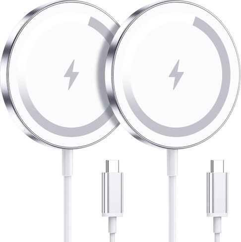 for Apple Mag-Safe Charger 2 Pack, Magnetic Wireless Charger, Silver | Made for iPhone 17/17 Pro/17 Pro Max/Air/16 15 14 13 12 Pro Max Plus mini, Charging Pad for Airpods Pro 3 2,Strong Magnet in Saudi Arabia