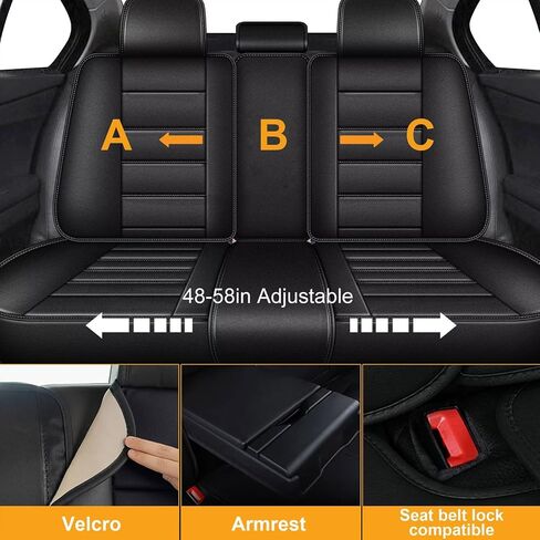 أغلفة مقعد السيارة مجموعة كاملة ل Acura TL 2004-2014 ، أغطية مقعد سيار من الحرير الجليدي المبرد ، و 5 مقاعد محامي مقعد وسادة السيارات (أسود آند بيج) in Saudi Arabia