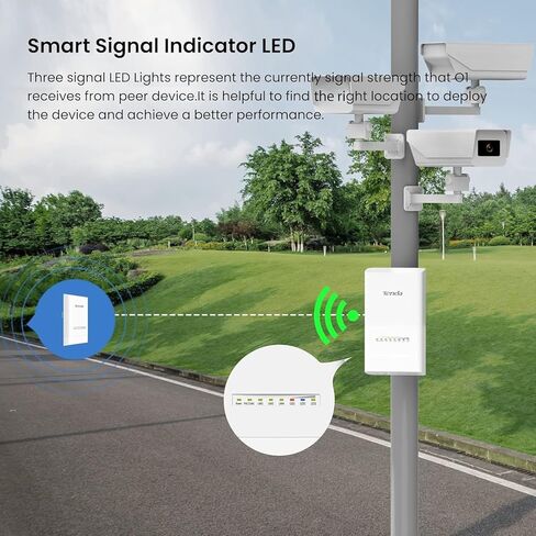 Tenda OS3 5.8 جيجا هرتز AC867 CPE خارجي طويل المدى (عبوتان)، هوائيات 12 ديسيبل، جسر لاسلكي 5 كم + PtP، 4 منافذ إيثرنت LAN سريعة، يعمل بالطاقة السلبية PoE، IP65 مقاوم للطقس، تم تكوينه مسبقًا للتوصيل والتشغيل in Kuwait