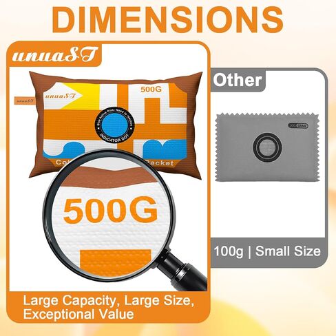 4 x 500 Grams [4.4 lbs] Desiccant Packs for Storage, unuaST Rechargeable Color Indicating Silica Gel Car Dehumidifier, Large Desiccant Packs for Safe Closet Basement Garage Moisture Absorber Bag in Saudi Arabia