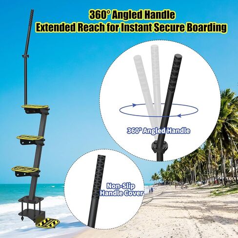 Heavy Duty Boat Trailer Steps – Rotating Anti-Fall Safety Handrail, 500LB Capacity, EVA Anti-Slip Mat, Rust Resistant, Adjustable for 3"-4" W x 5" H Trailer Tongues (3 Steps) in Saudi Arabia