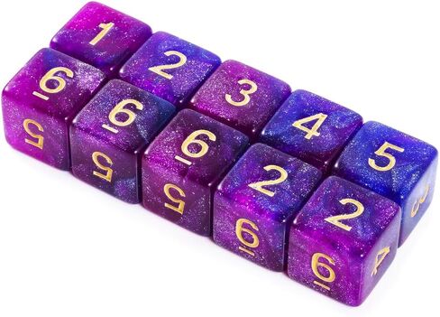 10 Pieces Polyhedral Dice Set D6 Dice 16mm Acrylic 6 Sided Dice Game Dice for Dungeons and Dragons RPG MTG DND Dice Table Games (Starry Red Black) in Kuwait