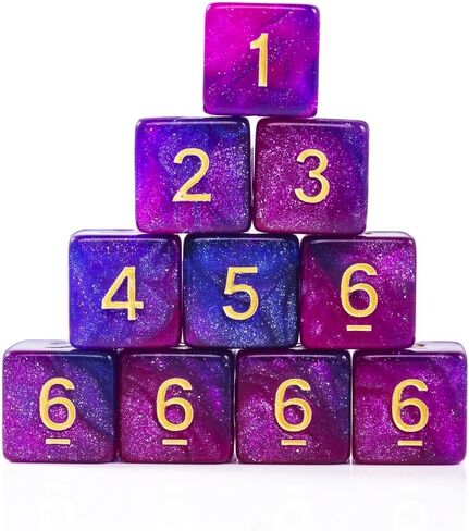 10 Pieces Polyhedral Dice Set D6 Dice 16mm Acrylic 6 Sided Dice Game Dice for Dungeons and Dragons RPG MTG DND Dice Table Games (Starry Red Black) in Kuwait