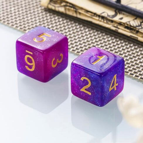 10 Pieces Polyhedral Dice Set D6 Dice 16mm Acrylic 6 Sided Dice Game Dice for Dungeons and Dragons RPG MTG DND Dice Table Games (Starry Red Black) in Kuwait