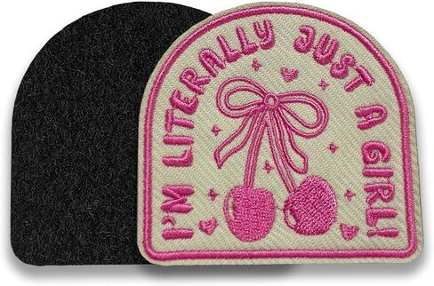 I'm Literally Just A Girl Patch 3 Inches Cherry Bow Iron On/Sew On Embroidery Fabric Applique Patches for Trucker Hats Clothes Backpack DIY Accessories Coworkers Friends Mom Gifts in Saudi Arabia