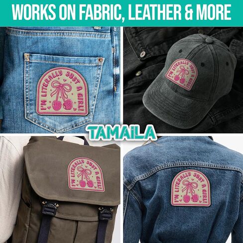 I'm Literally Just A Girl Patch 3 Inches Cherry Bow Iron On/Sew On Embroidery Fabric Applique Patches for Trucker Hats Clothes Backpack DIY Accessories Coworkers Friends Mom Gifts in Saudi Arabia