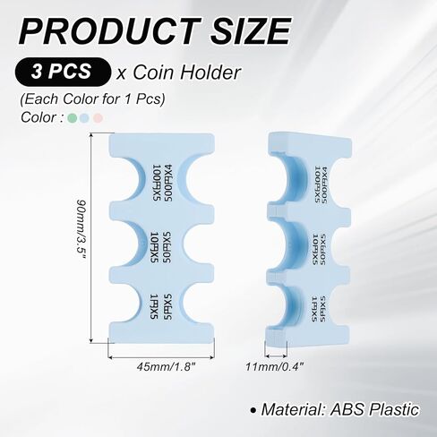 PATIKIL 3Pcs Japanese Coin Holder, Portable JPY Coin Organiser Dispenser Coin Hard Case Storage 6 Slots, Great for Home, Office, Collection, Transparent in Kuwait