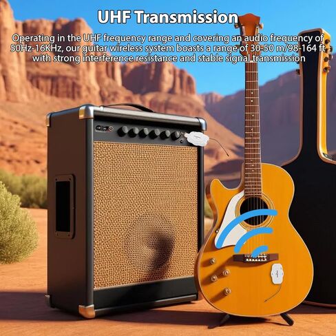 Wireless Guitar System Wireless Transmitter Receiver Set UHF Digital Transmission with Adjustable Gain Tone Control for Electric Bass Wind Instruments (white) in Kuwait