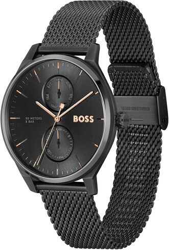 Boss Hugo Men's Tyler Stainless Steel Case و Black Calfskin Strap ، Simplysists Medial ، Watch Multifunction ، Model (1514102) in Saudi Arabia