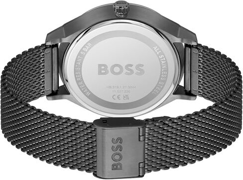 Boss Hugo Men's Tyler Stainless Steel Case و Black Calfskin Strap ، Simplysists Medial ، Watch Multifunction ، Model (1514102) in Saudi Arabia