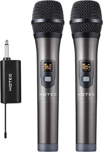 HOTEC Wireless Singing Microphones for Karaoke, Dual UHF Handheld Dynamic Mic System with Echo/Vol Control and Rechargeable Receiver, Ideal for Church, Wedding, Party, Speech, PA, Mixer in Saudi Arabia