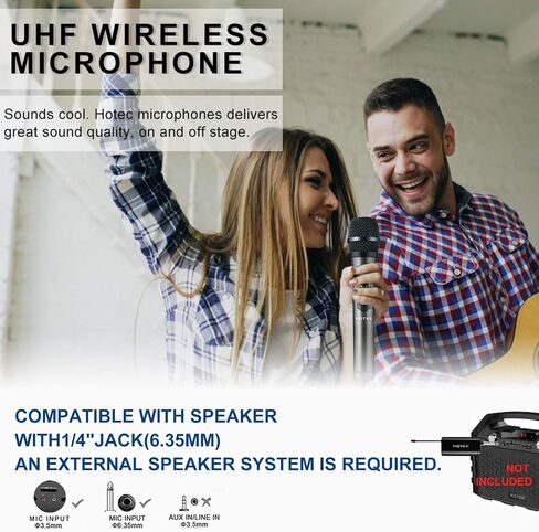 HOTEC Wireless Singing Microphones for Karaoke, Dual UHF Handheld Dynamic Mic System with Echo/Vol Control and Rechargeable Receiver, Ideal for Church, Wedding, Party, Speech, PA, Mixer in Saudi Arabia