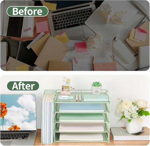 Aupsen Wood Desk منظمو وملحقات مع منظم الملفات ، منظم الورق ذو 5 مستويات مع حامل درج وقلم ، وملحقات مكتب المكتب ، وتخزين سطح المكتب مساحة العمل للمستلزمات المكتبية منظمة in Kuwait