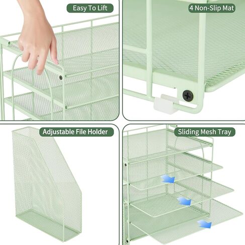 Aupsen Wood Desk منظمو وملحقات مع منظم الملفات ، منظم الورق ذو 5 مستويات مع حامل درج وقلم ، وملحقات مكتب المكتب ، وتخزين سطح المكتب مساحة العمل للمستلزمات المكتبية منظمة in Kuwait