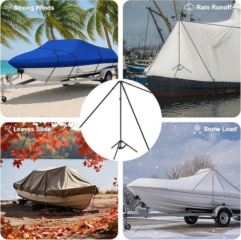 نظام أقطاب دعم غطاء القارب من إيمارت مع قاعدة حامل ثلاثي معدنية، 33＂-66＂ غطاء قارب عائم قابل للتعديل أقطاب دعم مع 3 أشرطة، حقيبة تخزين، لمقاومة الطقس الزورق، قوارب الكاياك، قوارب الصيد in Saudi Arabia