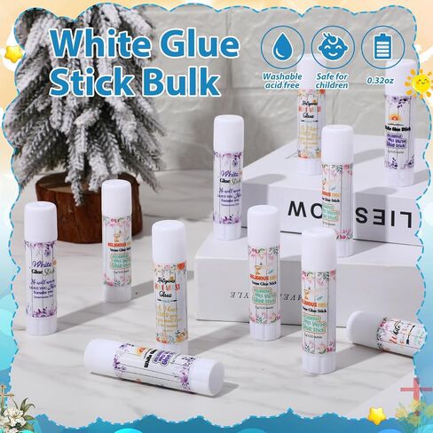 Zubebe 200 PCS أبيض الغراء عصا العودة إلى الهدايا المدرسية في اليوم الأول من مجموعات المدارس 0.32 أوقية غسل عصا الغسل للحرف اليدوية المدرسة الفصول الدراسية جوازات الحفلات لوازم الخلاص in Saudi Arabia