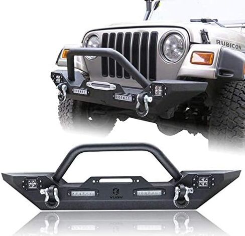 Wrangler Front Pumper متوافق مع 97-06 Wrangler TJ زاحف الصخور الملمس السود in Saudi Arabia