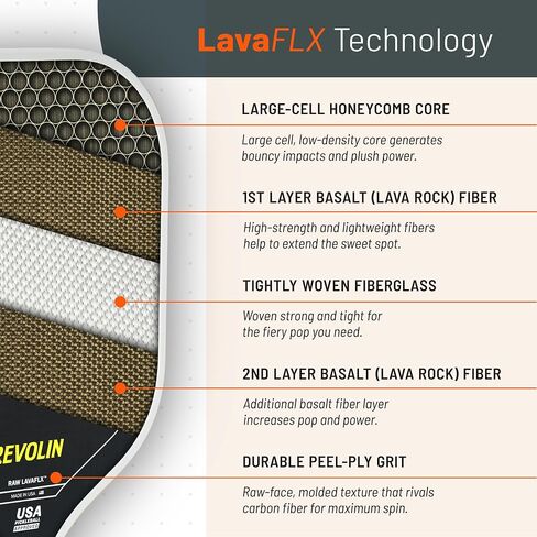 Revo Pro Reach Hybrid | Spin + Power + Control | مجداف المخلل الممتاز المصنوع في الولايات المتحدة | Lavaflx ™ Face 16mm Poly Honeycomb Core | USA Pickleball المعتمد مضرب المخلل | مجداف الحمم البركانية in Saudi Arabia