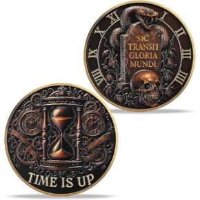 Memento Mori & Memento Vivere Commemorative Coin - Snake, Tree, and Skull Design | Bronze Finish Medallion | Remember You Must Die, Remember to Live | Gothic Collectible Coin in Kuwait
