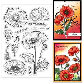 GLOBLELAND Magnolia Clear Stamps Flowers Blessings Silicone Clear Stamp Plants and Leaves Transparent Stamps for DIY Scrapbooking and Cards Making Photo Album Journal 6.3x4.33inch in Kuwait